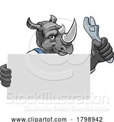 Vector Illustration of Rhino Mechanic Plumber Spanner Wrench Handyman by AtStockIllustration