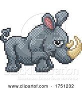 Vector Illustration of Rhino Pixel Art Safari Animal Video Game by AtStockIllustration