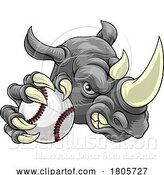 Vector Illustration of Rhino Rhinoceros Baseball Sports Mascot by AtStockIllustration