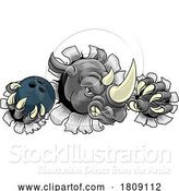 Vector Illustration of Rhino Rhinoceros Bowling Sports Mascot by AtStockIllustration