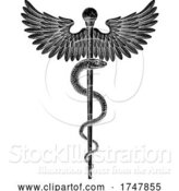 Vector Illustration of Rod of Asclepius Vintage Medical Snake Symbol by AtStockIllustration