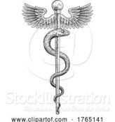 Vector Illustration of Rod of Asclepius Vintage Medical Snake Symbol by AtStockIllustration