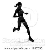 Vector Illustration of Runner Racing Track and Field Silhouette by AtStockIllustration