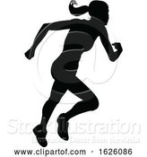 Vector Illustration of Runner Racing Track and Field Silhouette by AtStockIllustration