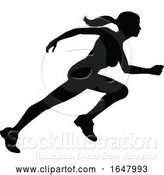 Vector Illustration of Runner Racing Track and Field Silhouette by AtStockIllustration