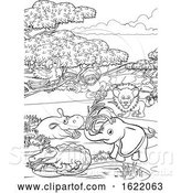 Vector Illustration of Safari Animal Background Landscape Scene by AtStockIllustration