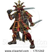 Vector Illustration of Samurai Japanese Warrior Vintage Etching Art Style by AtStockIllustration