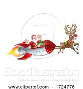 Vector Illustration of Santa Christmas Space Rocket Sled Ship Sleigh by AtStockIllustration