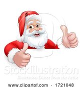 Vector Illustration of Santa Claus Christmas Peeking Thumbs up by AtStockIllustration