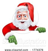 Vector Illustration of Santa Claus Christmas Pointing at Sign by AtStockIllustration