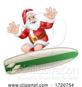 Vector Illustration of Santa Claus Christmas Surfing Surf Board by AtStockIllustration