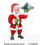 Vector Illustration of Santa Claus Father Christmas Chef Cloche Food Tray by AtStockIllustration