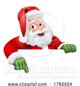 Vector Illustration of Santa Claus Father Christmas Peeking Sign by AtStockIllustration