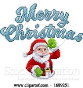 Vector Illustration of Santa Claus Marry Christmas 8 Bit Game Pixel Art by AtStockIllustration