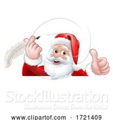 Vector Illustration of Santa Claus Peeking Quill Pen by AtStockIllustration