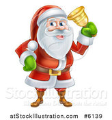 Vector Illustration of Santa Claus Ringing a Christmas Charity Bell by AtStockIllustration