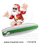 Vector Illustration of Santa in Sunglasses Surfing Shaka Hand by AtStockIllustration