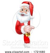 Vector Illustration of Santa Peeking Christmas Sign Pointing by AtStockIllustration