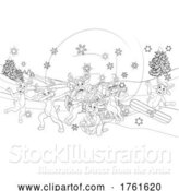 Vector Illustration of Santa Reindeer Sled Coloring 2021 by AtStockIllustration
