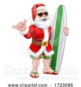 Vector Illustration of Santa Surf Shaka Shades Surfboard by AtStockIllustration