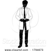 Vector Illustration of Scientist Chemist Pharmacist Guy Silhouette Person by AtStockIllustration