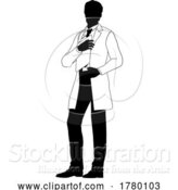 Vector Illustration of Scientist Engineer Survey Clipboard Guy Silhouette by AtStockIllustration