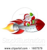 Vector Illustration of Shooting Rocket with Santa Waving by AtStockIllustration