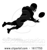 Vector Illustration of Silhouette American Football Player, on a White Background by AtStockIllustration