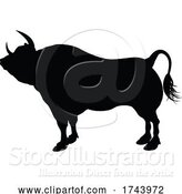 Vector Illustration of Silhouette Bull by AtStockIllustration