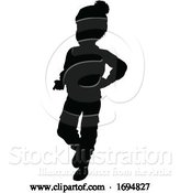 Vector Illustration of Silhouette Child Kid in Christmas Winter Clothing by AtStockIllustration