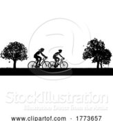 Vector Illustration of Silhouette Cyclist People on Bicycle Bikes in Park by AtStockIllustration