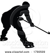 Vector Illustration of Silhouette Ice Hockey Player by AtStockIllustration