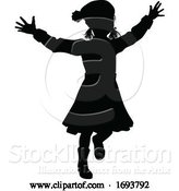 Vector Illustration of Silhouette Kid Child in Winter Christmas Clothing by AtStockIllustration