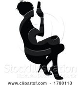 Vector Illustration of Silhouette Lady Female Movie Action Hero with Gun by AtStockIllustration