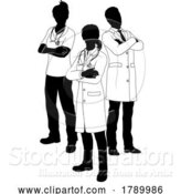 Vector Illustration of Silhouette Medical Services Doctor Team People by AtStockIllustration