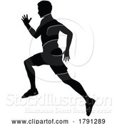 Vector Illustration of Silhouette Runner Guy Sprinter or Jogger Person by AtStockIllustration