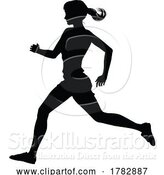 Vector Illustration of Silhouette Runner Lady Sprinter or Jogger Person by AtStockIllustration