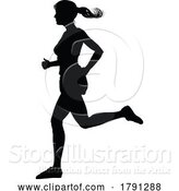 Vector Illustration of Silhouette Runner Lady Sprinter or Jogger Person by AtStockIllustration