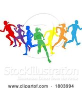 Vector Illustration of Silhouette Runners Running Sports Silhouettes Set by AtStockIllustration