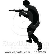 Vector Illustration of Silhouette Soldier by AtStockIllustration