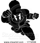 Vector Illustration of Silhouette Super Hero Businessman Superhero by AtStockIllustration