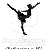 Vector Illustration of Silhouetted Ballerina Dancing, with a Reflection or Shadow, on a White Background by AtStockIllustration