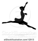 Vector Illustration of Silhouetted Ballerina Dancing, with a Reflection or Shadow, on a White Background by AtStockIllustration