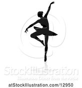 Vector Illustration of Silhouetted Ballerina Dancing, with a Reflection or Shadow, on a White Background by AtStockIllustration