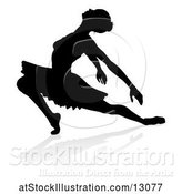 Vector Illustration of Silhouetted Ballerina Dancing, with a Reflection or Shadow, on a White Background by AtStockIllustration