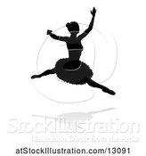 Vector Illustration of Silhouetted Ballerina Dancing, with a Reflection or Shadow, on a White Background by AtStockIllustration