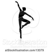 Vector Illustration of Silhouetted Ballerina Dancing with a Reflection or Shadow, on a White Background by AtStockIllustration