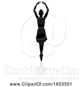 Vector Illustration of Silhouetted Ballerina Dancing, with a Reflection or Shadow, on a White Background by AtStockIllustration