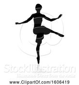 Vector Illustration of Silhouetted Ballerina Dancing, with a Reflection or Shadow, on a White Background by AtStockIllustration