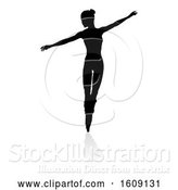 Vector Illustration of Silhouetted Ballerina Dancing, with a Reflection or Shadow, on a White Background by AtStockIllustration